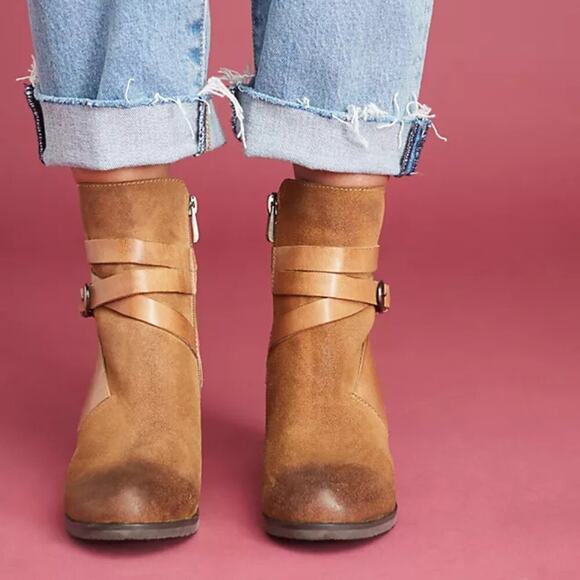 Antelope Anthropologie Gillie Wrap Booties Leather Brown - Picture 3 of 12